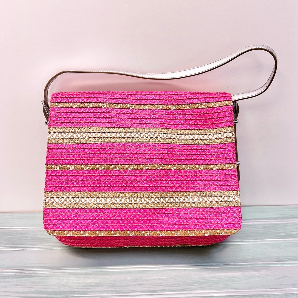 Eric Javits Pink Straw Shoulder Bag NWOT